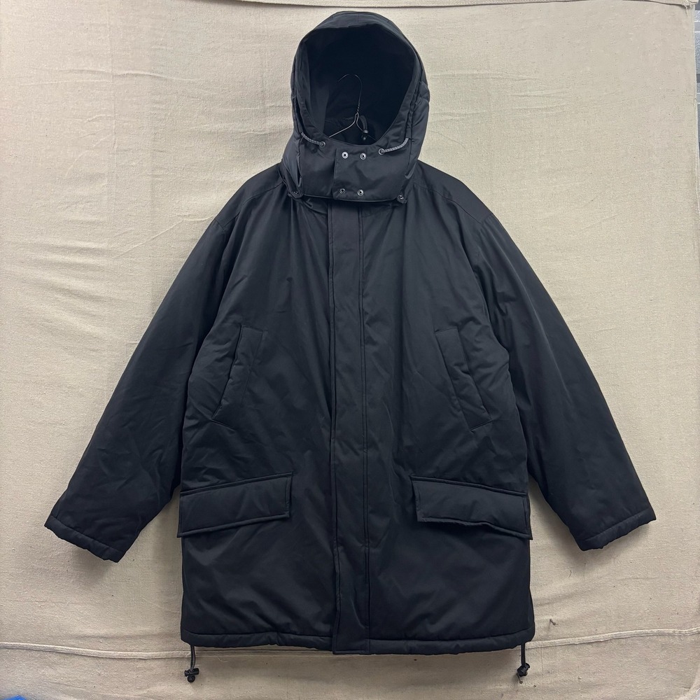 VTG Gap Heavy Parka Jacket Mens XL Black Insulated Thermolite Hooded Winter Coat